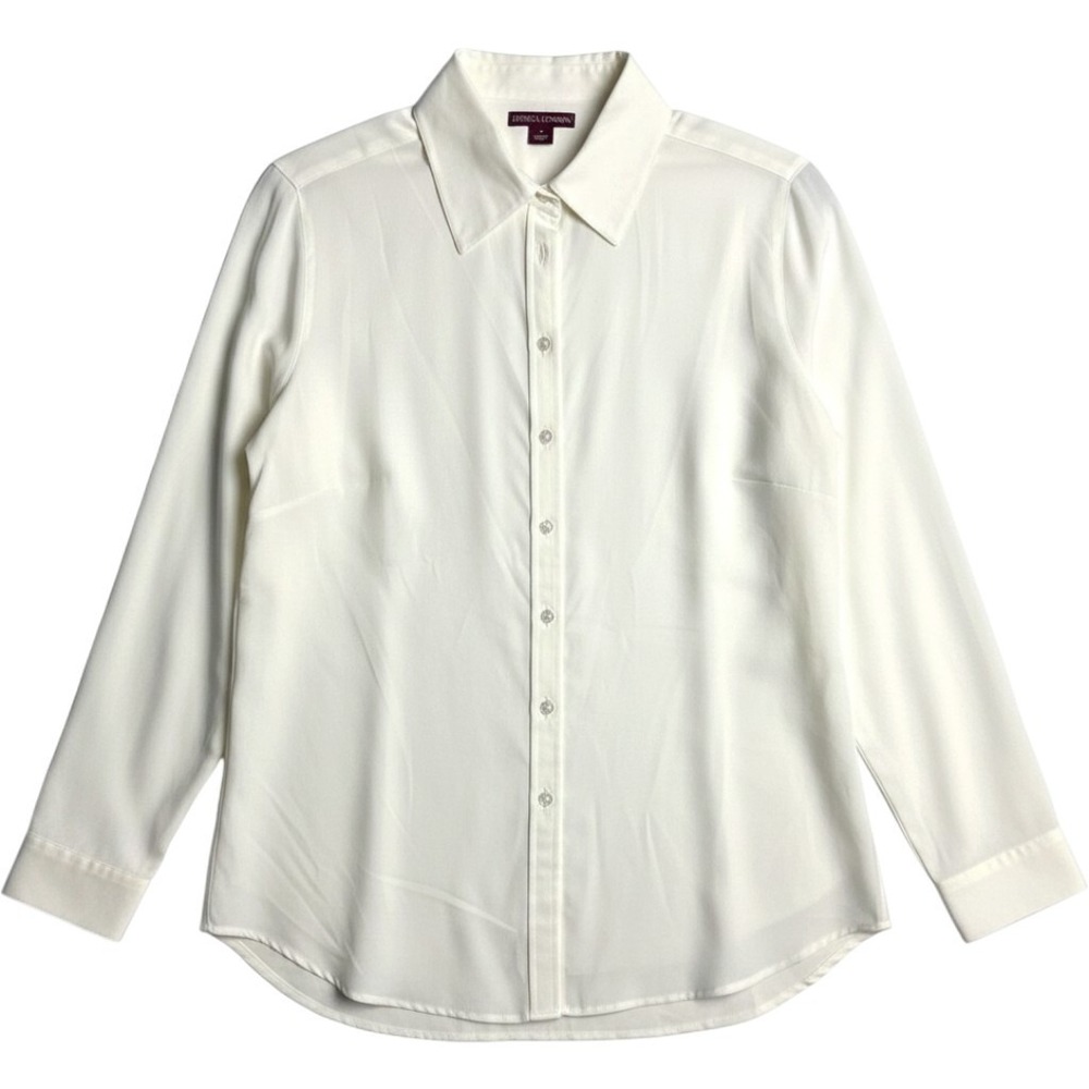 Jessica London Blouse Women Preppy Career Button Long Sleeve Size 18 Cream Work